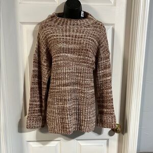 Old Navy brown & cream ribbed tunic sweater, size medium, NWT.